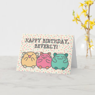 Cute Kawaii Style Cartoon Hamsters Personalized Card