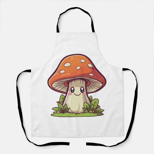 Cute kawaii style, Mushroom foraging Apron (Front)