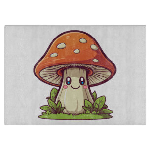 Cute kawaii style, Mushroom foraging Cutting Board