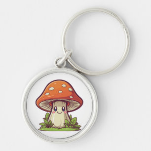 Cute kawaii style, Mushroom foraging Key Ring
