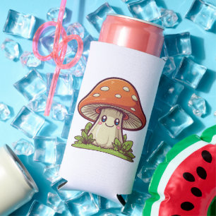 Cute kawaii style, Mushroom foraging Seltzer Can Cooler