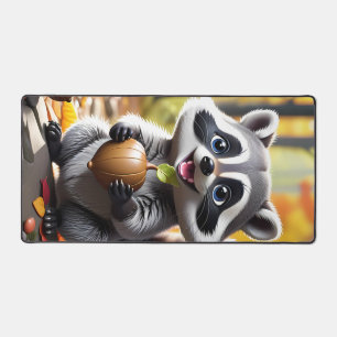 Cute Kawaii style Raccoon Autumn Setting Desk Mat