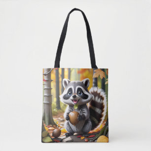 Cute Kawaii style Raccoon Autumn Setting Tote Bag