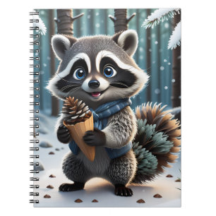 Cute Kawaii style Raccoon with a Pine cream cone Notebook