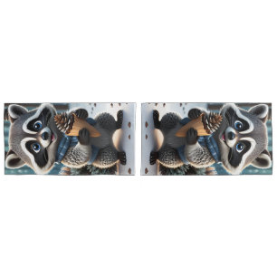 Cute Kawaii style Raccoon with a Pine cream cone Pillowcase