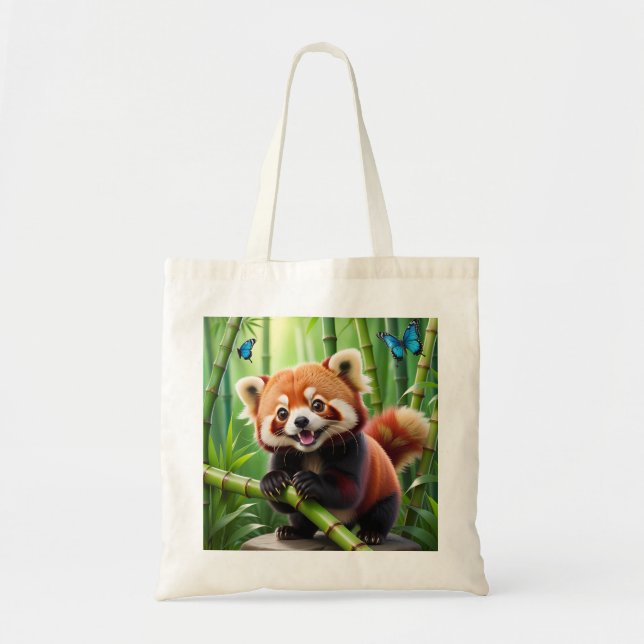 Cute Kawaii style Red Panda In a Bamboo Forest Tote Bag (Front)