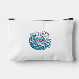 Cute Kawaii Summer Blue Whale Heart SunglasSticker Accessory Pouch