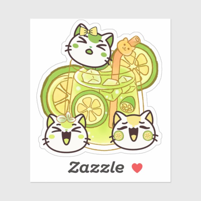 Cute Kawaii Summer Lemonade Cats (Sheet)