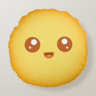 Cute Kawaii Sun Character Round Cushion