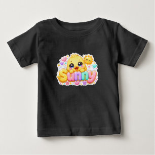 Cute Kawaii Sunny Chick Name Pastel Pink Sparkling Baby T-Shirt