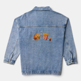 Cute Kawaii Sushi Friends Characters Illustration Denim Jacket
