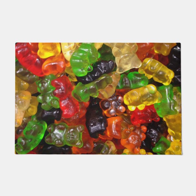cute kawaii sweets colourful candy bear gummy doormat (Front)