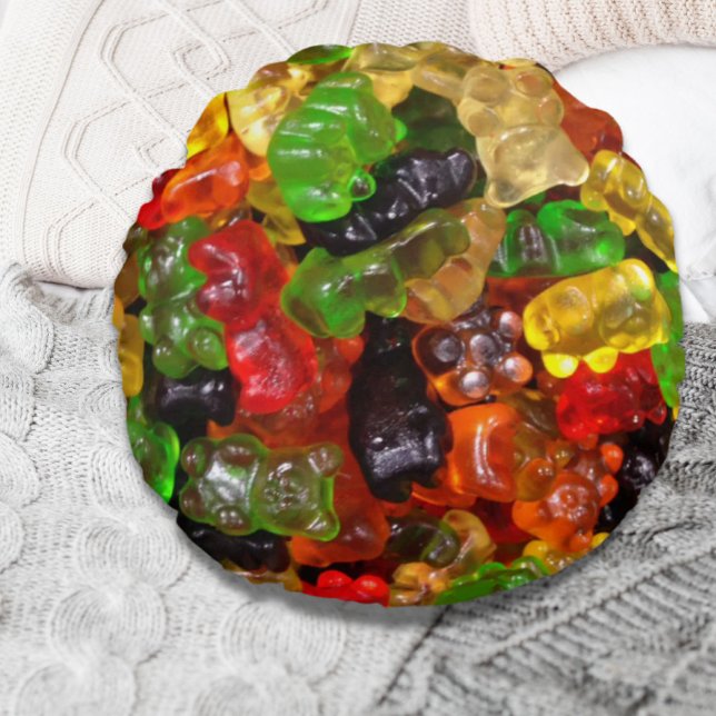 cute kawaii sweets colourful candy bear gummy round cushion (cute kawaii sweets colorful candy bear gummy round pillow)