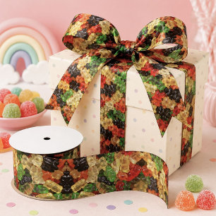 cute kawaii sweets colourful gummy candy bear satin ribbon