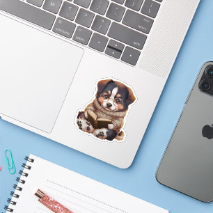 Cute Kawaii Swiss Mountain Dog Reading Book Lover