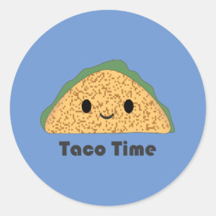 Cute Kawaii Taco Time Taco Classic Round Sticker