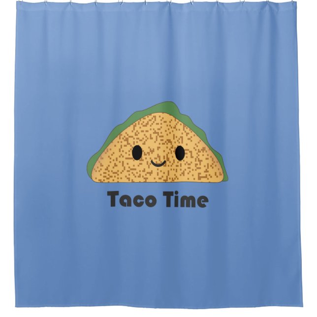 Cute Kawaii Taco Time Taco Shower Curtain (Front)