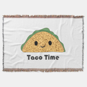 Cute Kawaii Taco Time Taco Throw Blanket