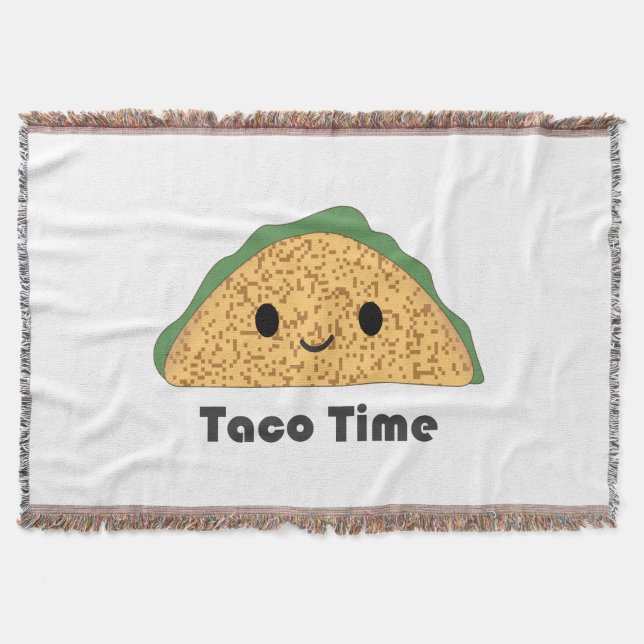 Cute Kawaii Taco Time Taco Throw Blanket (Front)