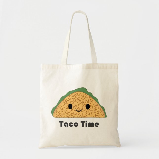 Cute Kawaii Taco Time Taco Tote Bag (Front)