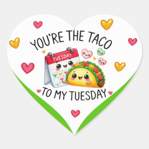 Cute Kawaii Taco Tuesday Heart Sticker