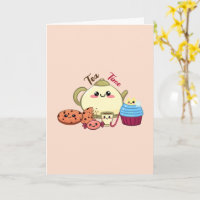 Cute Kawaii Tea Time & Sweets Illustration