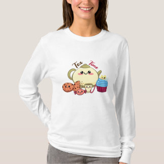 Cute Kawaii Tea Time & Sweets Illustration T-Shirt