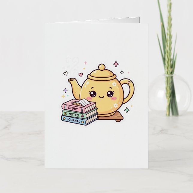 Cute Kawaii Teapot Study Notes Journal BookSticker (Front)