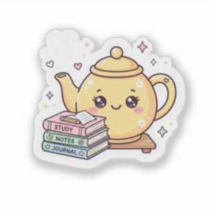 Cute Kawaii Teapot Study Notes Journal BookSticker
