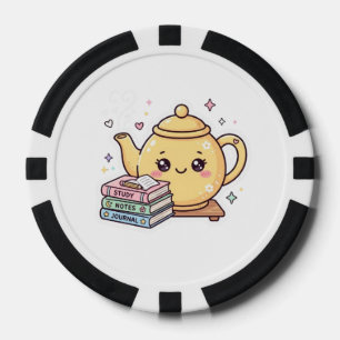 Cute Kawaii Teapot Study Notes Journal BookSticker Poker Chips