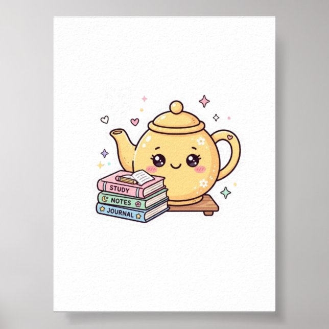 Cute Kawaii Teapot Study Notes Journal BookSticker Poster (Front)