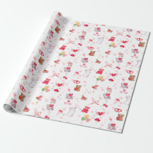 Cute Kawaii Teddy Bear & Hearts Valentine's Day Wr
