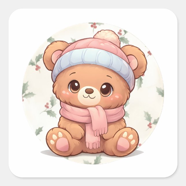 Cute Kawaii Teddy Bear Sticker  (Front)