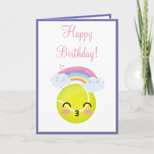 Cute Kawaii Tennis Ball Rainbow Kids Sporty Funny Card