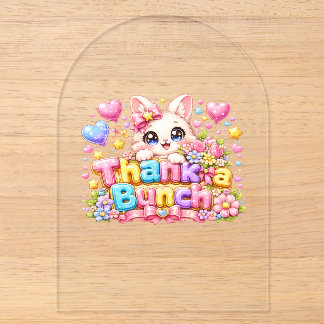 Cute Kawaii Thank a Bunch Cat Name Pastel Pink Flo Acrylic Invitations