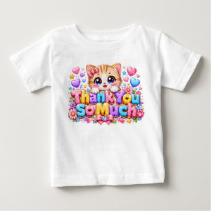 Cute Kawaii Thank You So Much Cat Name Pastel Pink Baby T-Shirt