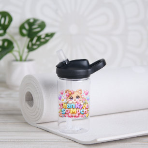 Cute Kawaii Thank You So Much Teddy Bear Pastel Pi Water Bottle