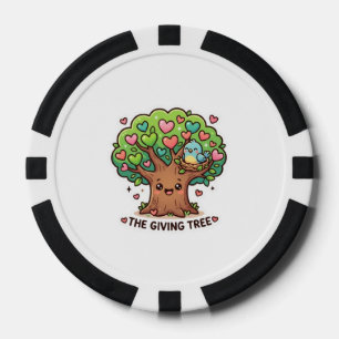 Cute Kawaii The Giving Tree Heart Leaves Kindness Poker Chips