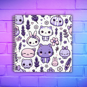 Cute Kawaii theme Purple Lavender Spiral Notebook