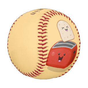 Cute kawaii toast and red toaster cartoon baseball