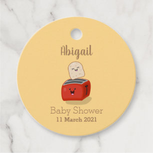 Cute kawaii toast and red toaster cartoon favour tags