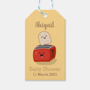 Cute kawaii toast and red toaster cartoon gift tags