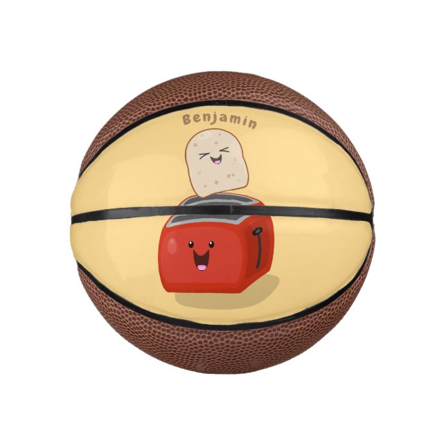 Cute kawaii toast and red toaster cartoon mini basketball (Front)