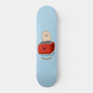 Cute kawaii toast and red toaster cartoon skateboard