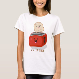 Cute kawaii toast and red toaster cartoon T-Shirt