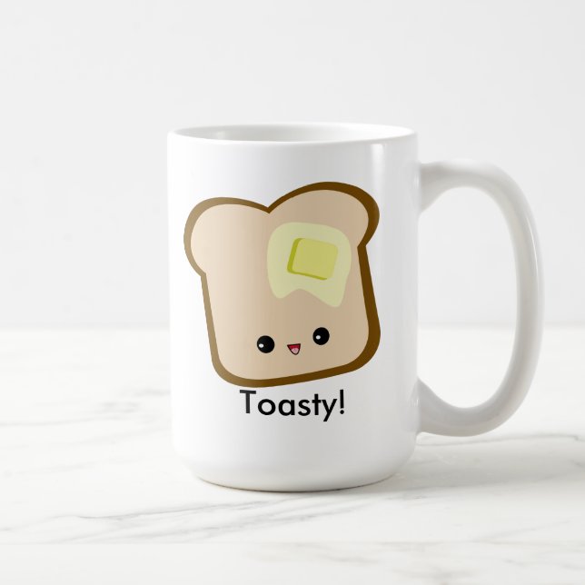 Cute kawaii Toasty! toast and butter mug (Right)