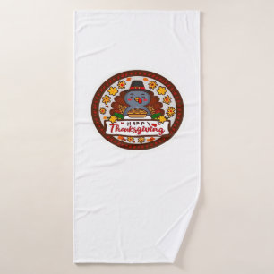 Cute Kawaii Turkey - Happy Thanksgiving Classic T- Bath Towel