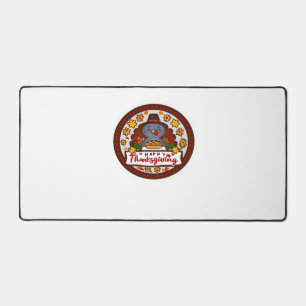 Cute Kawaii Turkey - Happy Thanksgiving Classic T- Desk Mat