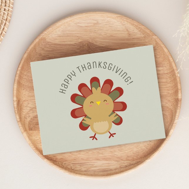 Cute Kawaii Turkey Happy Thanksgiving Postcard (Creator Uploaded)