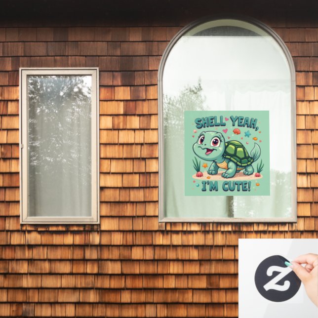 Cute Kawaii Turtle with Funny Pun Ocean Aesthetic (Home Window)